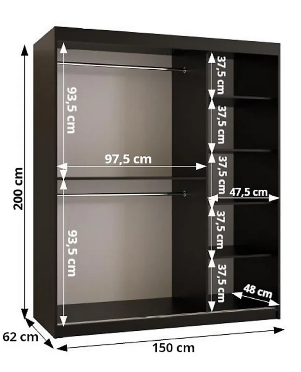 Armoire Dome 3 a portes coulissantes H. 200 x L. 150 x P. 62 2 portes