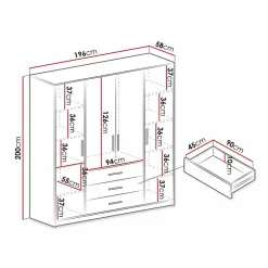 Armoire Dortivu 154, 200x196x58cm
