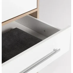 Armoire dressing 207 cm 4 portes blanc décor chêne clair - FARO