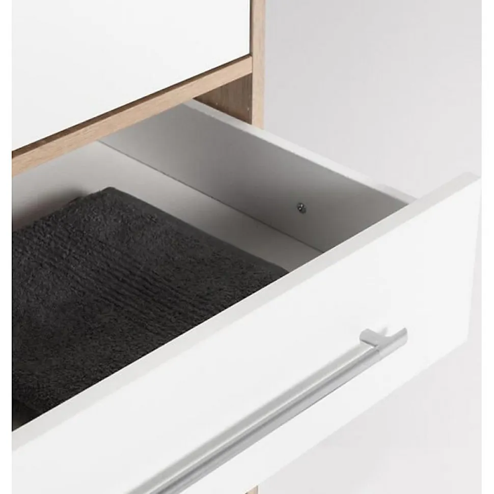 Armoire dressing 207 cm 4 portes blanc décor chêne clair - FARO
