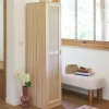 Armoire dressing cannage et effet bois. garde-robe 1 porte. 5 étagères H180cm