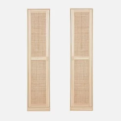 Armoire dressing cannage et effet bois. garde-robe 1 porte. 5 étagères H180cm