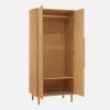 Armoire dressing décor bois de chêne 2 portes. étagères et penderie - L 80 x P 55 x H 180cm - Juliana
