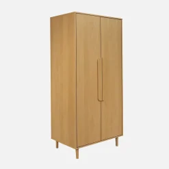 Armoire dressing décor bois de chêne 2 portes. étagères et penderie - L 80 x P 55 x H 180cm - Juliana