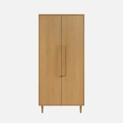 Armoire dressing décor bois de chêne 2 portes. étagères et penderie - L 80 x P 55 x H 180cm - Juliana