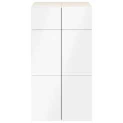 Armoire effet chêne 6 portes blanches GoodHome Atomia H. 187,5 x L. 100 x P. 47 cm