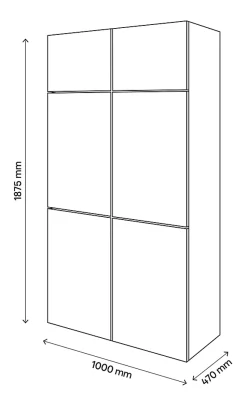 Armoire effet chêne 6 portes blanches GoodHome Atomia H. 187,5 x L. 100 x P. 47 cm