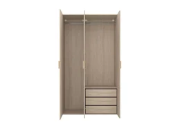Armoire effet chêne double penderie 3 tiroirs GoodHome Atomia H. 225 x L. 125 x P. 58 cm