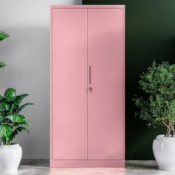 Armoire en métal verrouillable JAN H, 900 x 1950 x 400 mm, rose