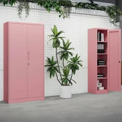 Armoire en métal verrouillable JAN H, 900 x 1950 x 400 mm, rose