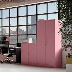 Armoire en métal verrouillable JAN H, 900 x 1950 x 400 mm, rose