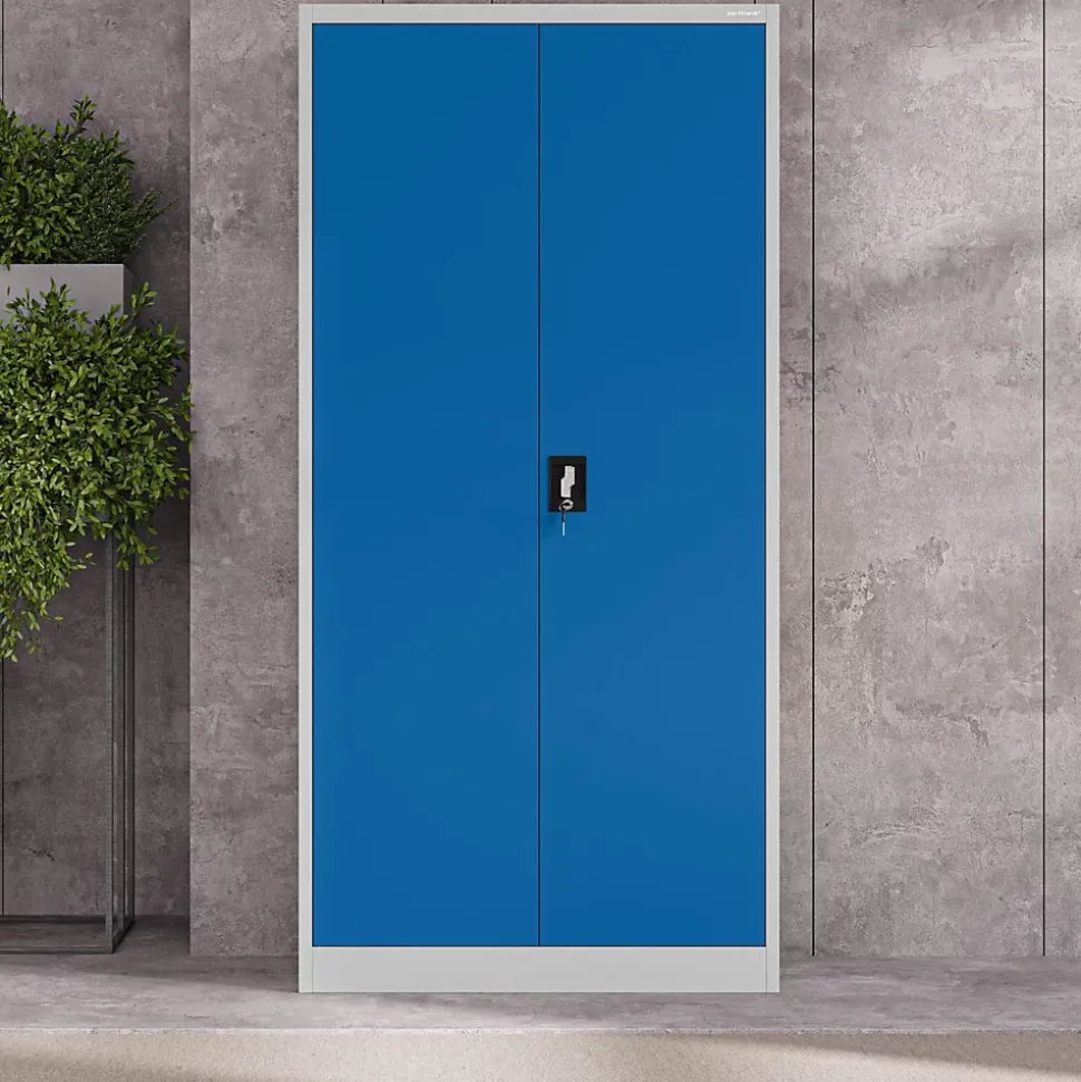 Armoire en métal verrouillable JAN, 900 x 1850 x 400 mm, gris bleu