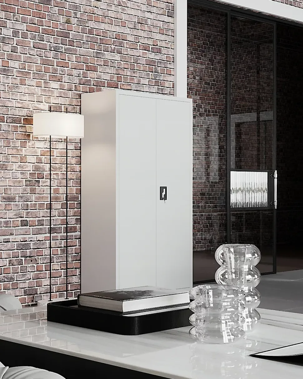 Armoire en métal verrouillable JAN, 900 x 1850 x 400 mm, blanc