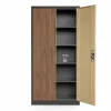 Armoire en métal verrouillable JAN, 900 x 1850 x 400 mm, Eco Design: anthracite/ couleur noyer