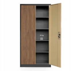 Armoire en métal verrouillable JAN, 900 x 1850 x 400 mm, Eco Design: anthracite/ couleur noyer