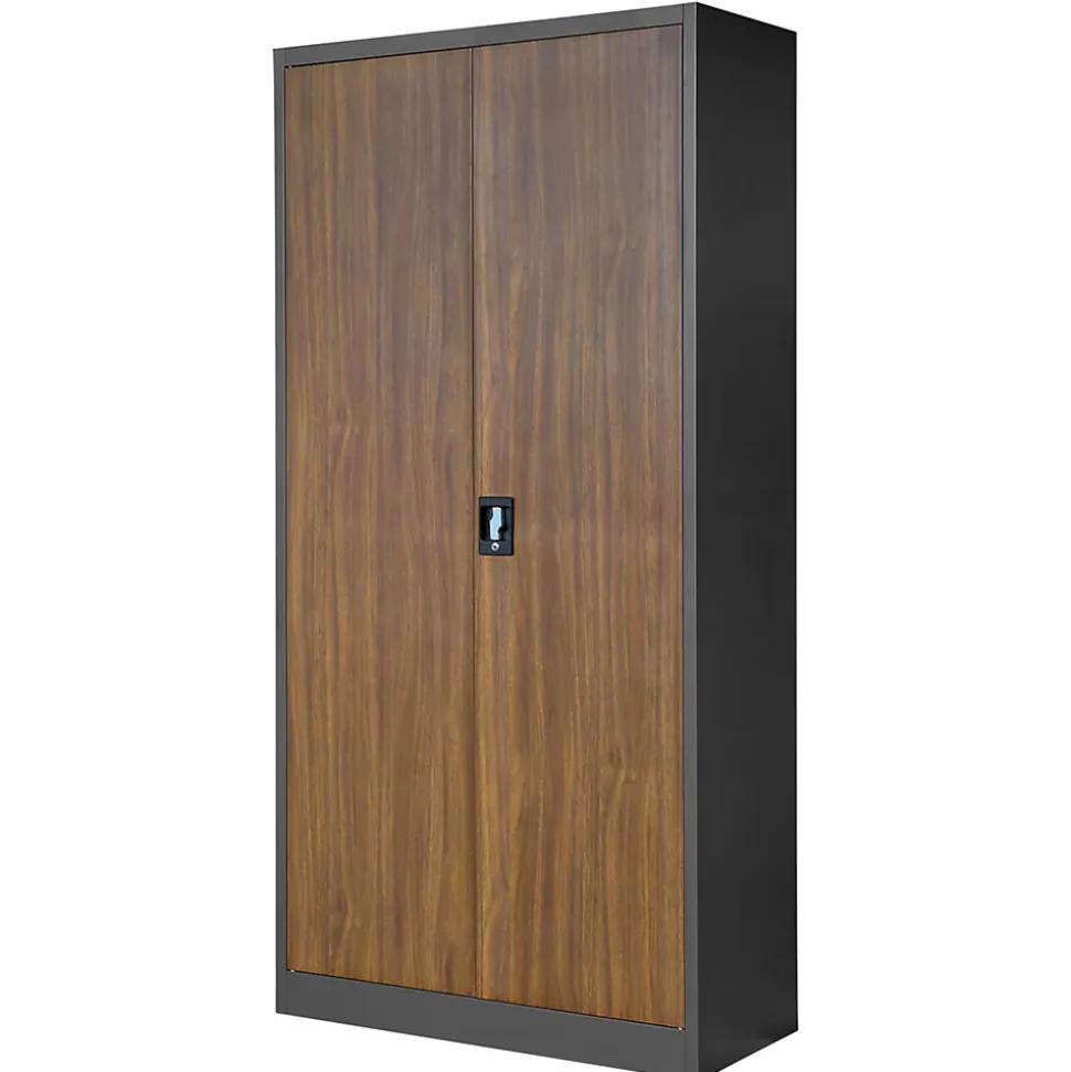 Armoire en métal verrouillable JAN, 900 x 1850 x 400 mm, Eco Design: anthracite/ couleur noyer