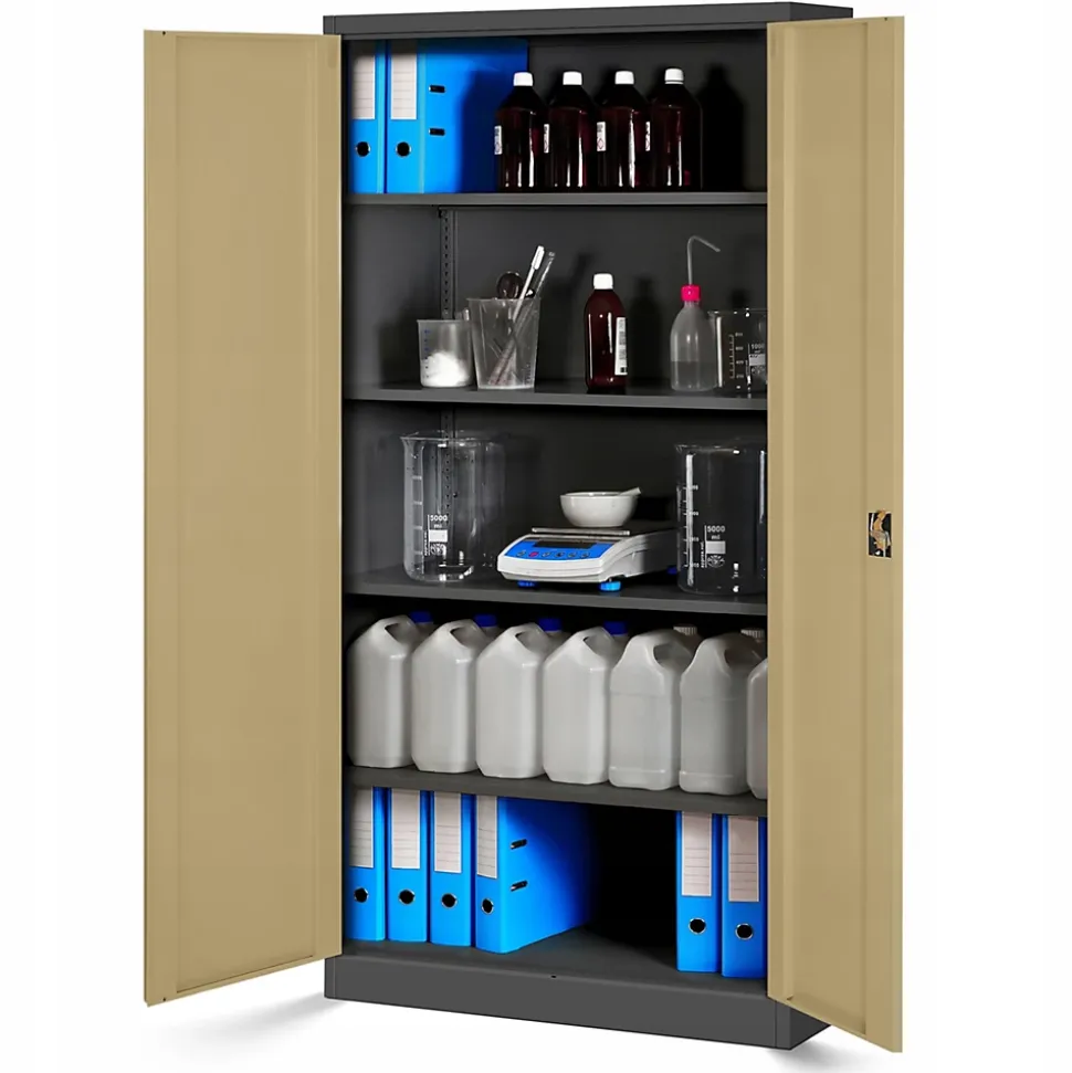 Armoire en métal verrouillable JAN, 900 x 1850 x 400 mm, Eco Design: anthracite/ couleur noyer
