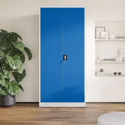 Armoire en métal verrouillable JAN H, 900 x 1950 x 400 mm, bleu gris