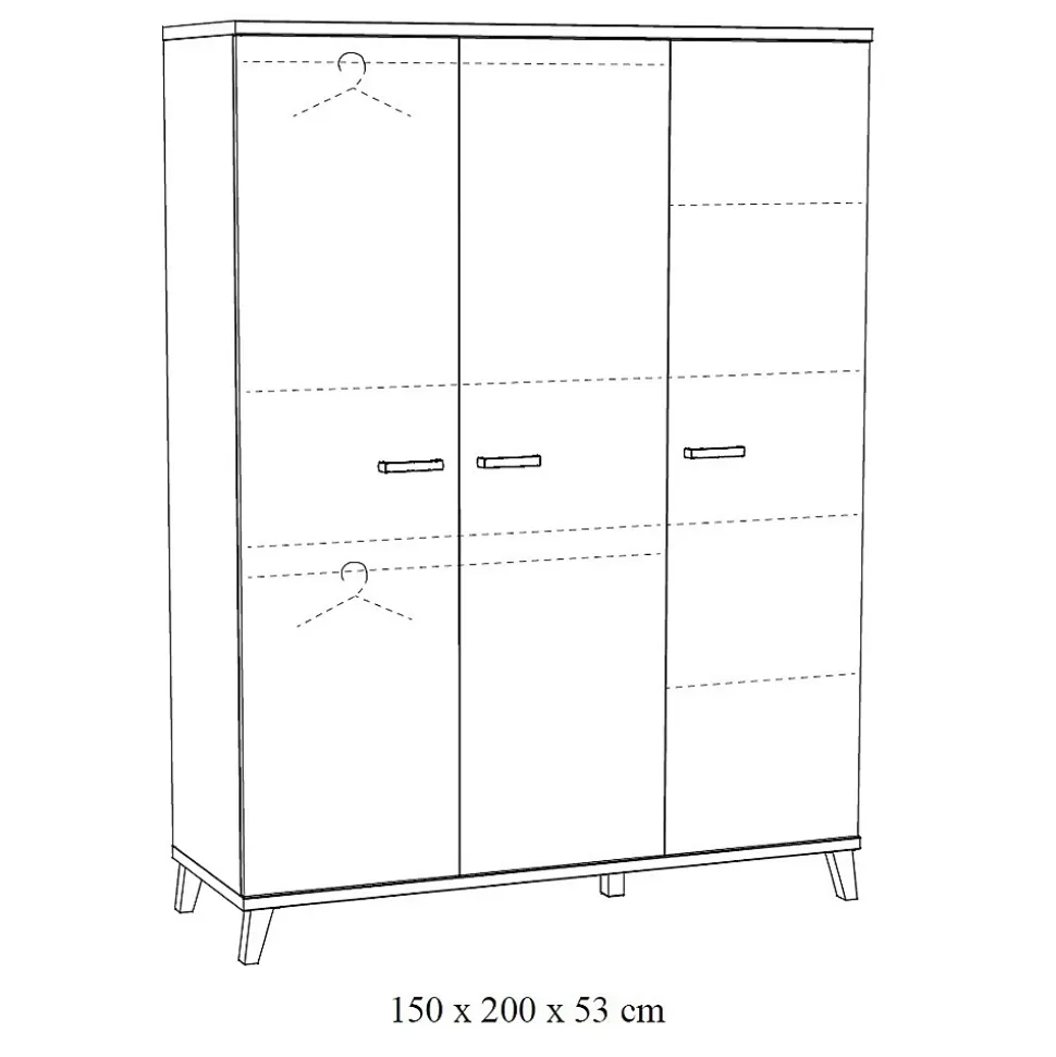 Armoire enfant 3 portes DANAE Blanc mat Grand rangement au style épuré
