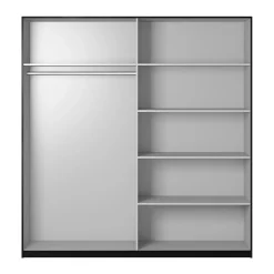 Armoire EOS 2 portes avec miroirs modulables - noir mat - 200 x 61 x 210 cm