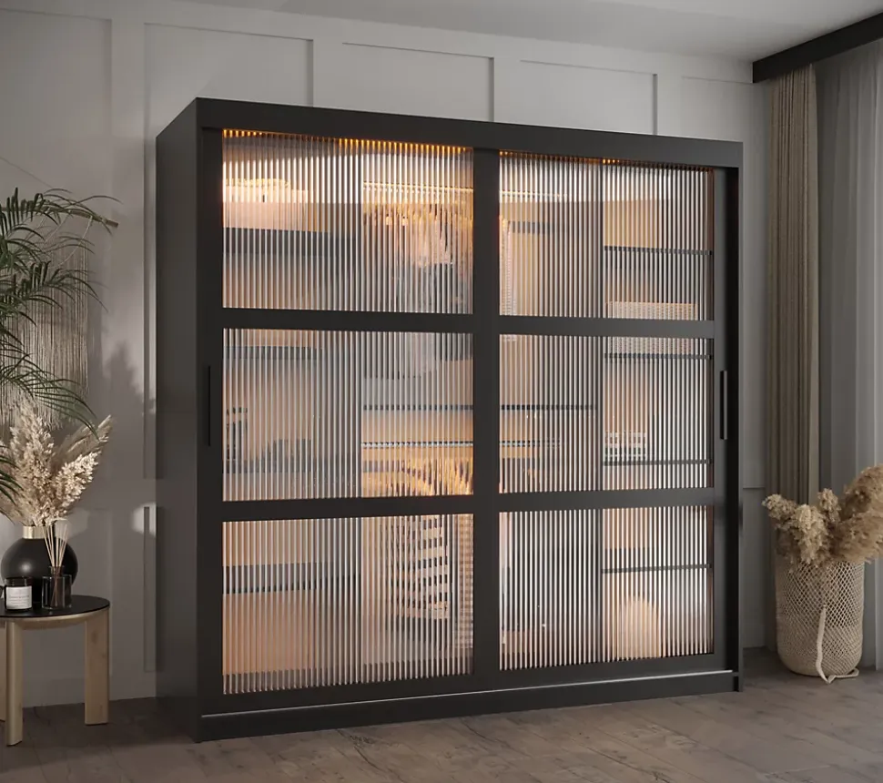 Armoire FLUTES a portes coulissantes H. 200 x L. 180 x P. 62 2 portes
