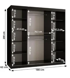 Armoire FLUTES a portes coulissantes H. 200 x L. 180 x P. 62 2 portes