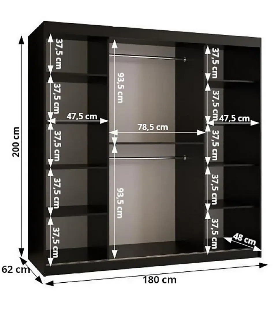 Armoire FLUTES a portes coulissantes H. 200 x L. 180 x P. 62 2 portes