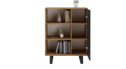 Armoire Fondi chêne artisanat or - noir, style loft