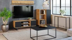 Armoire Fondi chêne artisanat or - noir, style loft