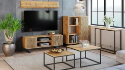 Armoire Fondi chêne artisanat or - noir, style loft