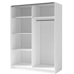 Armoire GOZU 2 portes coulissantes avec miroir - Coloris Blanc - 150 x 198 x 62 cm