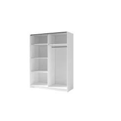 Armoire GOZU 2 portes coulissantes avec miroir - Coloris Blanc - 180 x 198 x 62 cm
