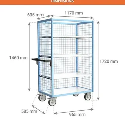 Armoire grillagée sans toit 3 étagères incluses - Plateau 965x585mm - Charge max 500kg - 880725225
