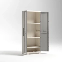 Armoire haute Keter Linea Wood gris l.68 x H.173 x P.39 cm
