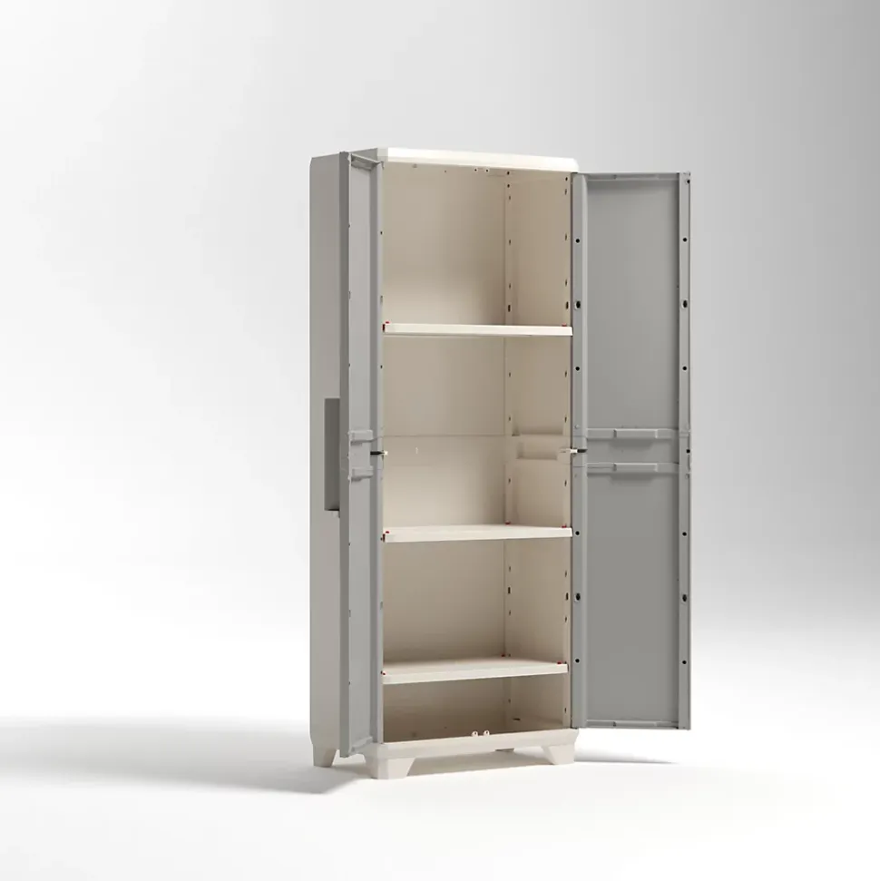 Armoire haute Keter Linea Wood gris l.68 x H.173 x P.39 cm