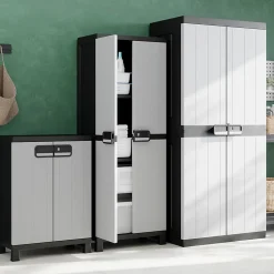 Armoire haute plastique 4 tablettes Links L.65 x H.173 x P.37 cm