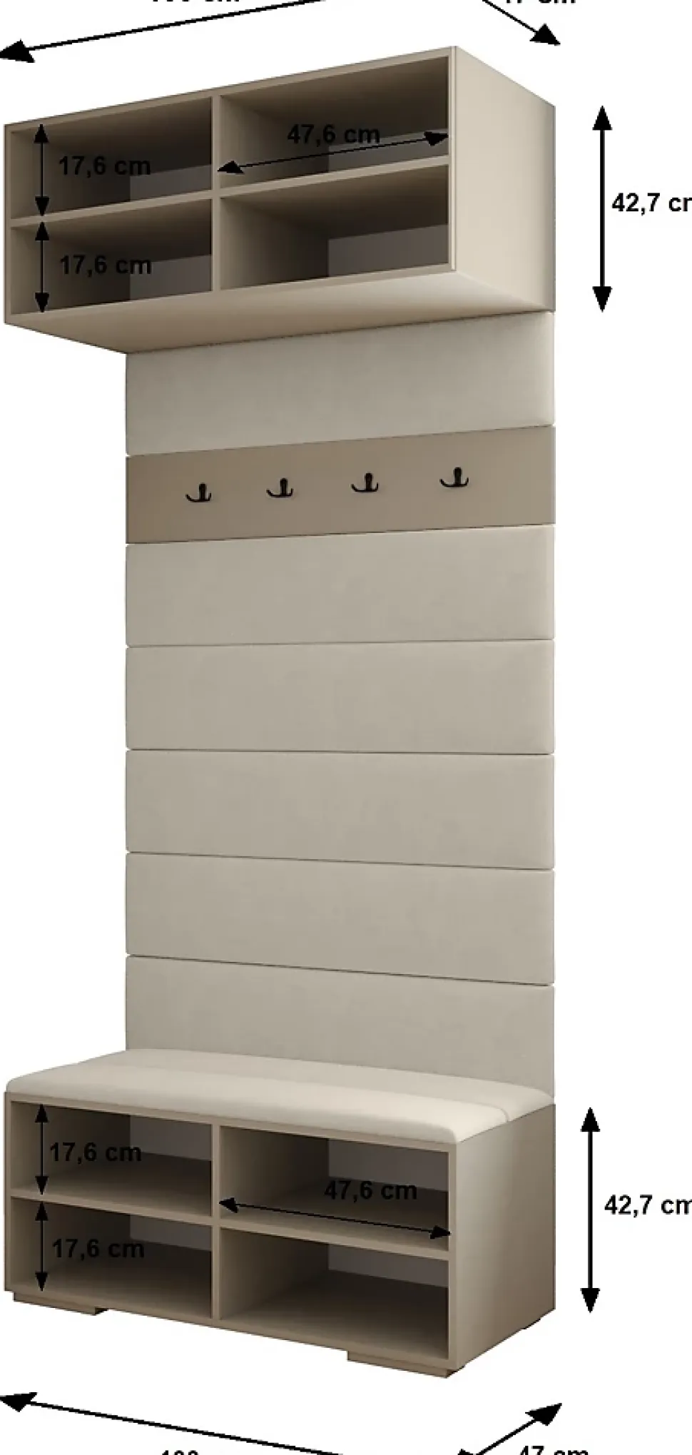 Armoire haute pour le hall Inova 2 100/47/236,7 (noir/noir)