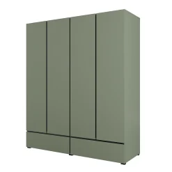 Armoire HAVANA 180 cm 4 portes et 2 tiroirs Coloris vert sauge et noir Design moderne et grande capacité
