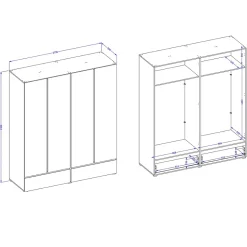 Armoire HAVANA 180 cm 4 portes et 2 tiroirs Coloris blanc et noir Design moderne et grande capacité