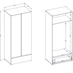 Armoire HAVANA 90 cm 2 portes et 1 tiroir Coloris blanc et noir Design moderne et fonctionnel