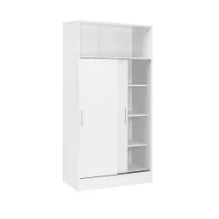 Armoire Home 2 Portes Coulissantes - Venprodin - 157X81X38 Blanc