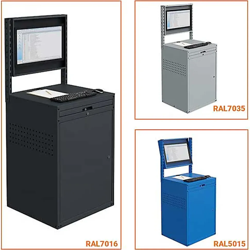 Armoire informatique fixe - Gris anthracite - Box écran 24 pouces inclinable - W040010027-GCGA