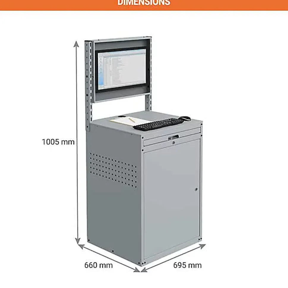 Armoire informatique fixe - Gris anthracite - Box écran 24 pouces inclinable - W040010027-GCGC