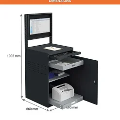 Armoire informatique fixe - Gris anthracite - Box écran 24 pouces inclinable et plateau - W040010029-GCGC