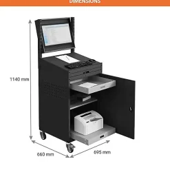 Armoire informatique fixe - Bleu industriel - Box écran 24 pouces inclinable et plateau - W040010030-GCBI