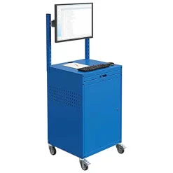 Armoire informatique mobile - Gris clair - Support écran sur rail - W040010032-GCGC