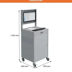 Armoire informatique mobile - Gris clair RAL7035 - Ecran inclinable - W040010028-GCGC