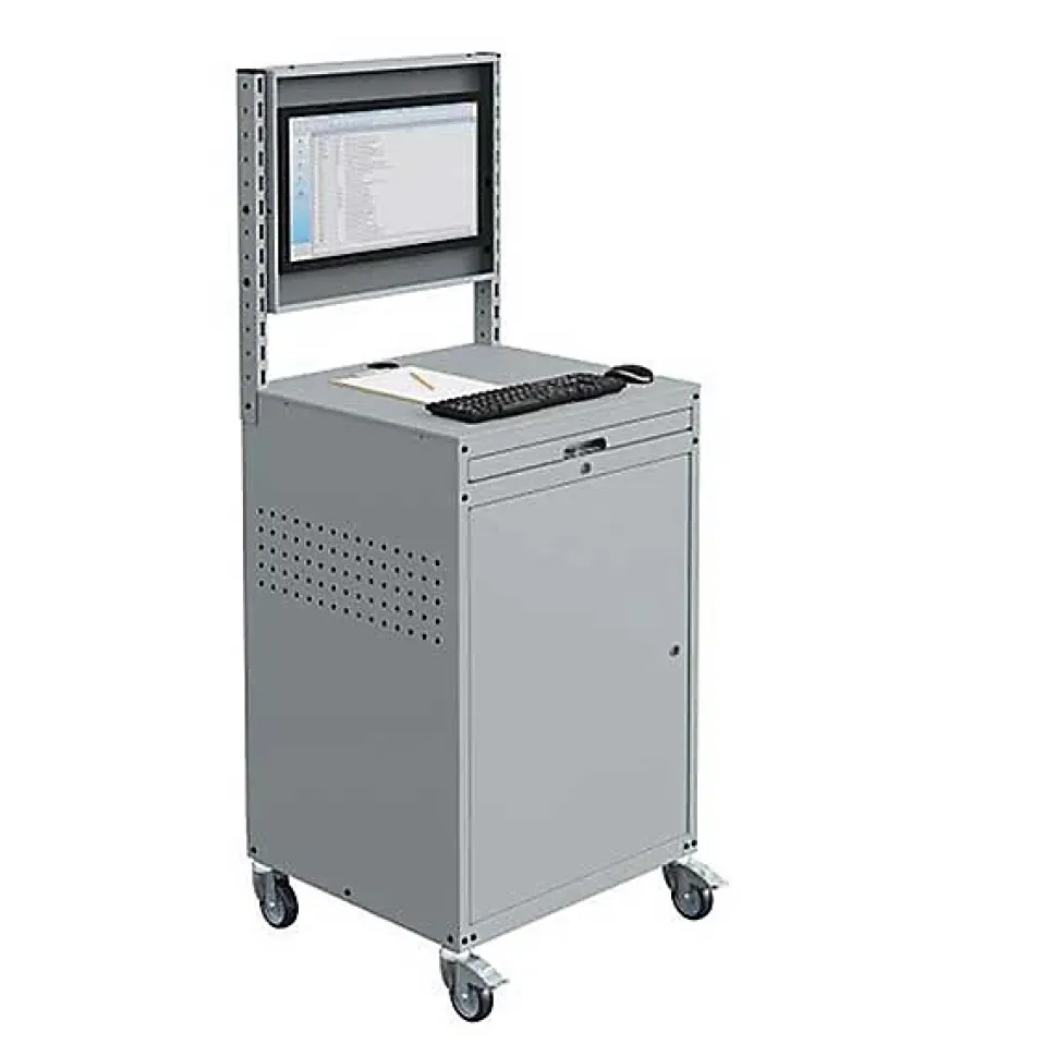 Armoire informatique mobile - Bleu RAL5015 - Ecran inclinable - W040010028-GCBI