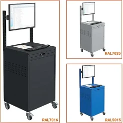 Armoire informatique mobile - Gris anthracite - Support écran sur rail - W040010032-GCGA