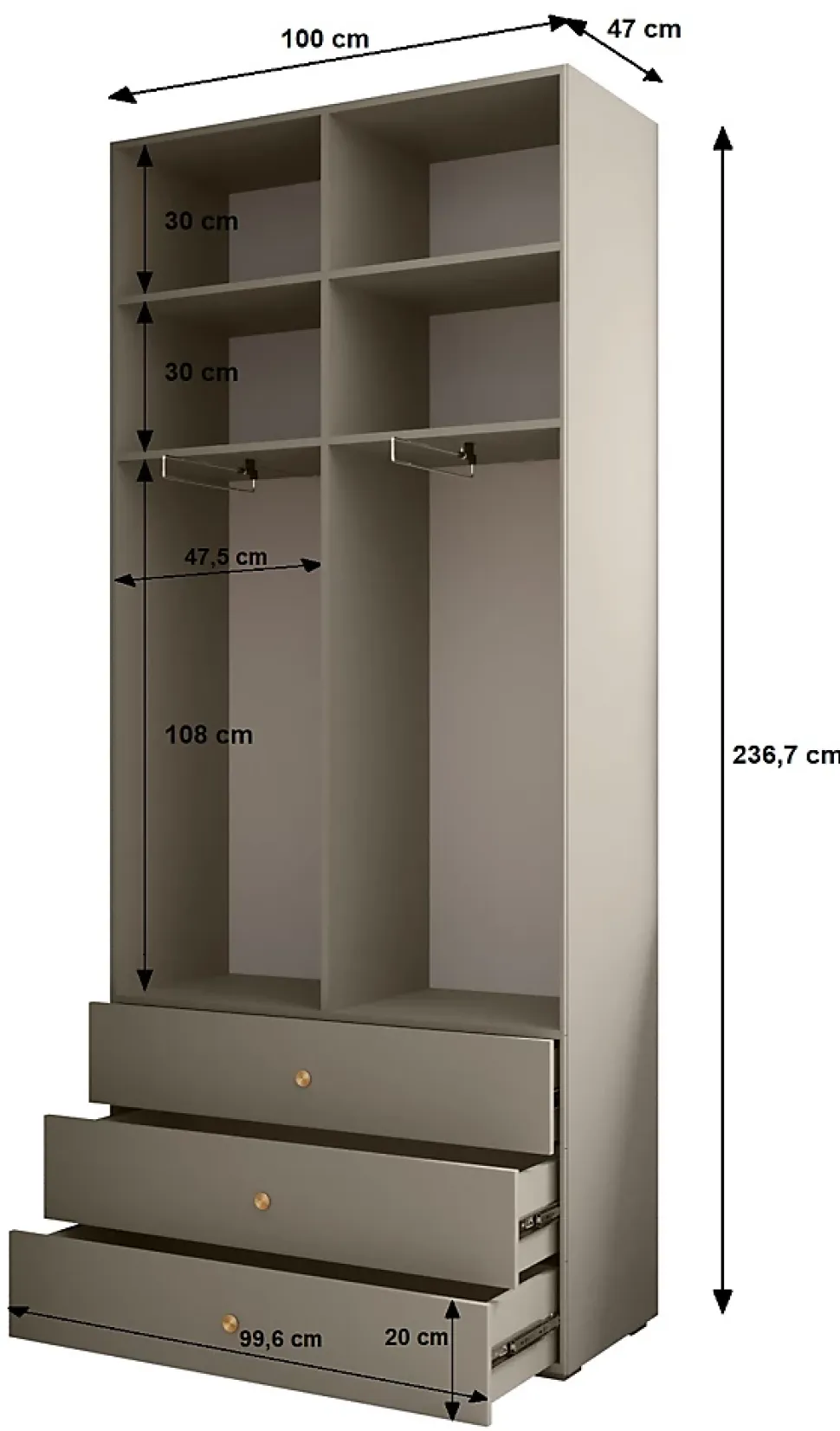 Armoire Inova 2 100/47/236,7 2 portes